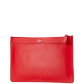 ヴァレンティノ ガラヴァーニ Vリング クラッチバッグ レッド レザー レディース VALENTINO 【中古】